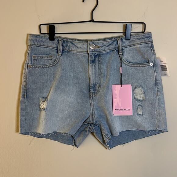 Alec Les Filles Deconstructed Denim Shorts Size 29 - Picture 3 of 6